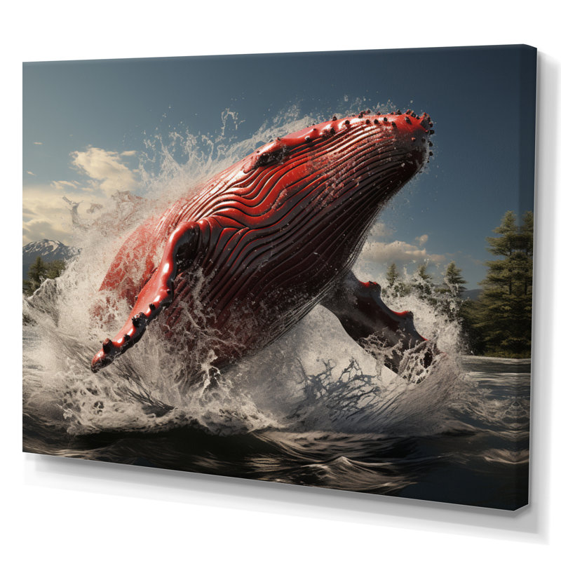 Impression sur toile encadrée, "Coastal baleines", H 30 po x l 40 po x P 1,5 po, Toile tendue
