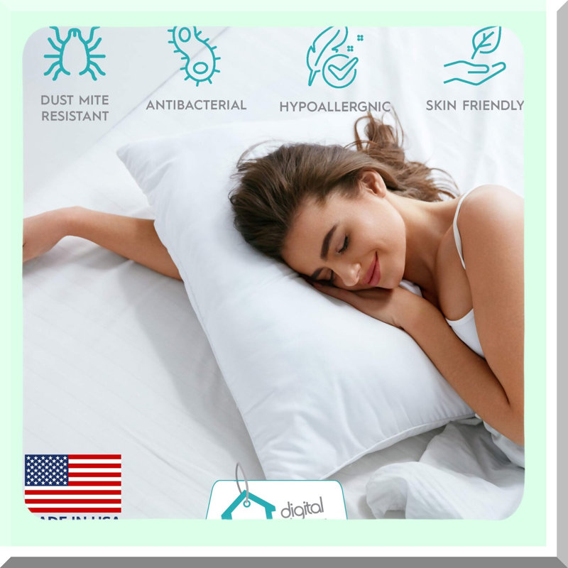 Luxury Cotton Down-Alternative Pillows - Set of 2 | Hotel Quality | Three Comfort Levels: Soft, Medium, Firm | Silver Standard Size