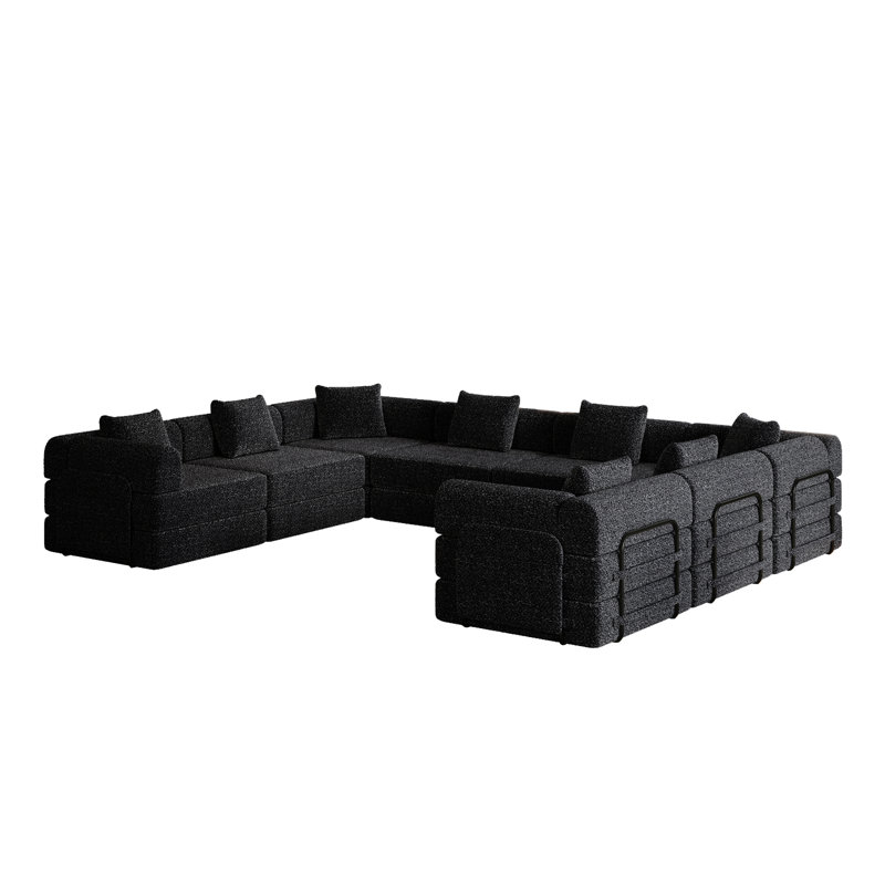 Convertible Sofa Bed, Black Fabric