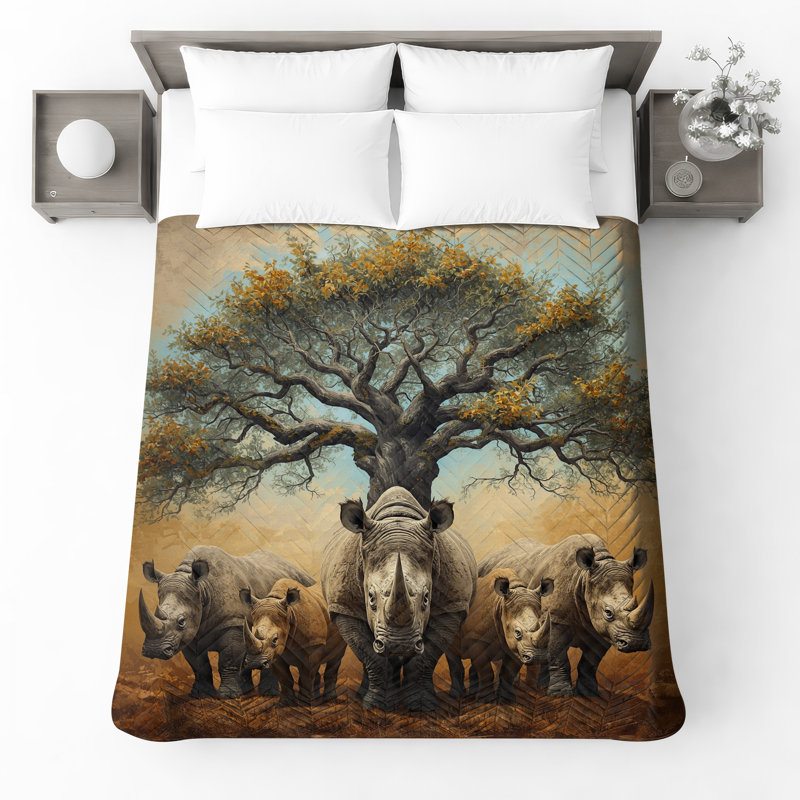 Couvre-lit matelassé Rhinocerose, Full / Double