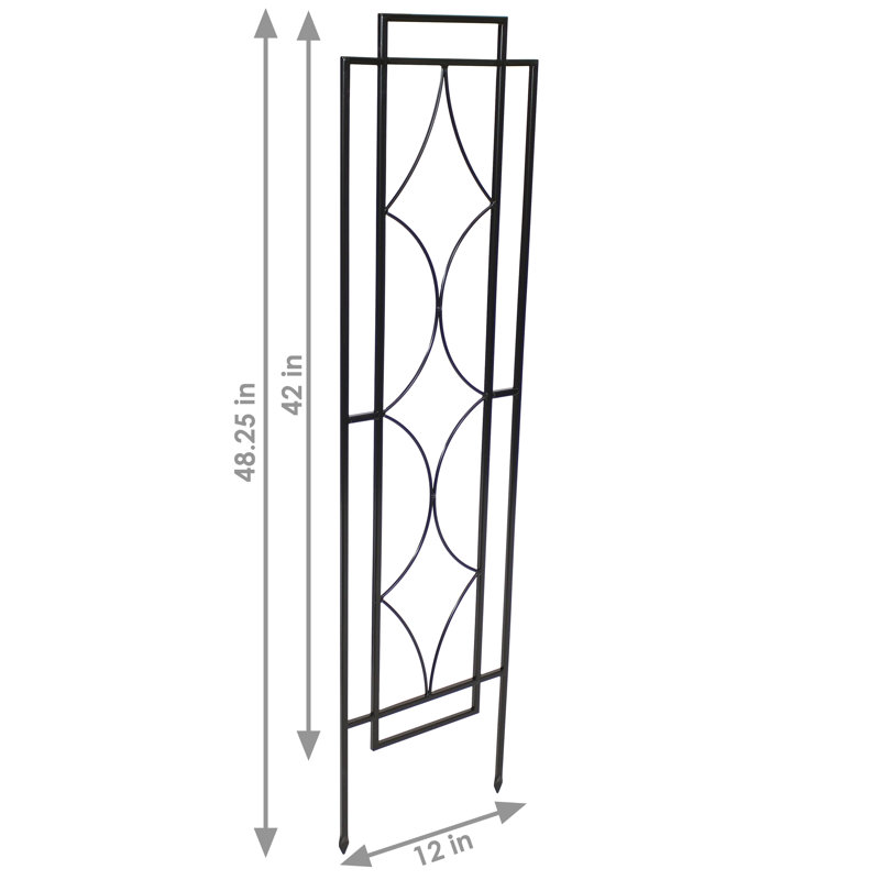 Treillis de jardin en acier noir Abellas-Bauzo Chic Diamonds pour plantes grimpantes, H 48,25 po x l 12 po x P 0,5 po