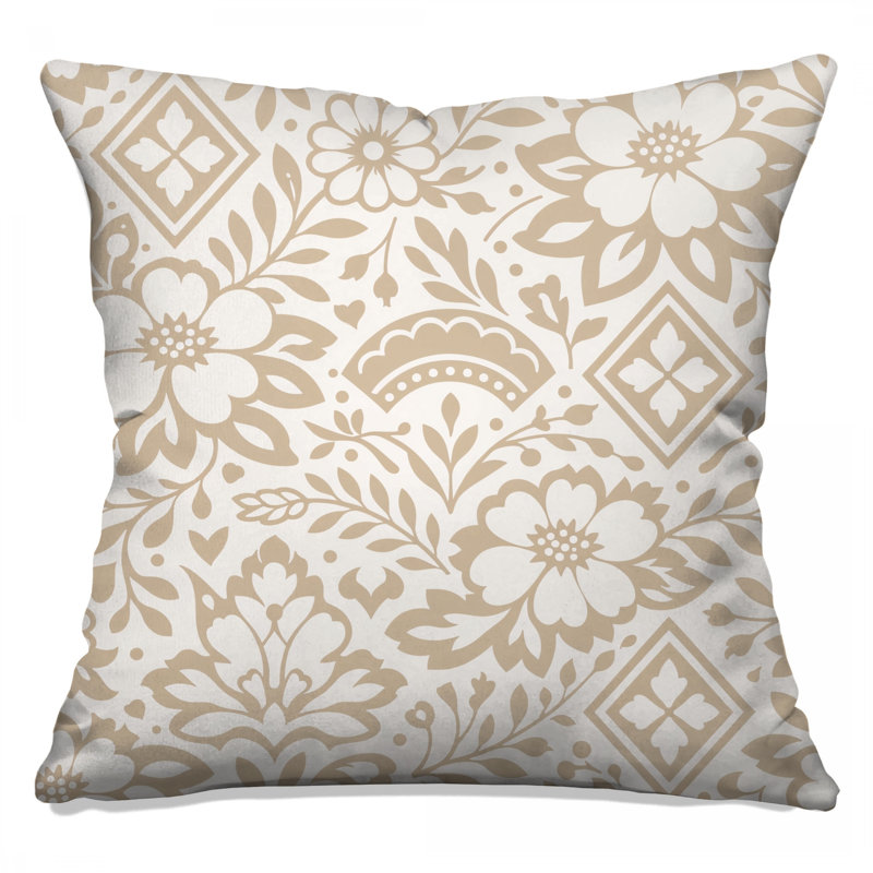 Coussins décoratifs à motif floral beige, 26 x 26 inches