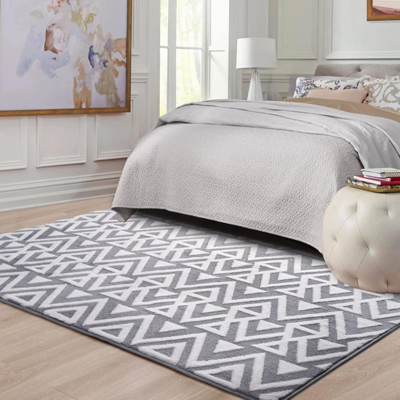Ultra-Soft Plush Memory Foam Rug Luxury Geometric Textured Area Rug