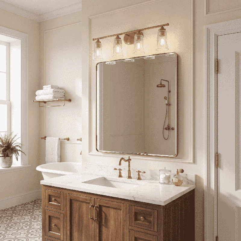 Luminaire de salle de bain à intensité variable en acier et verre Jeanie , Nickel, Deux lumières, H 10 po x l 14 po x P 14 po