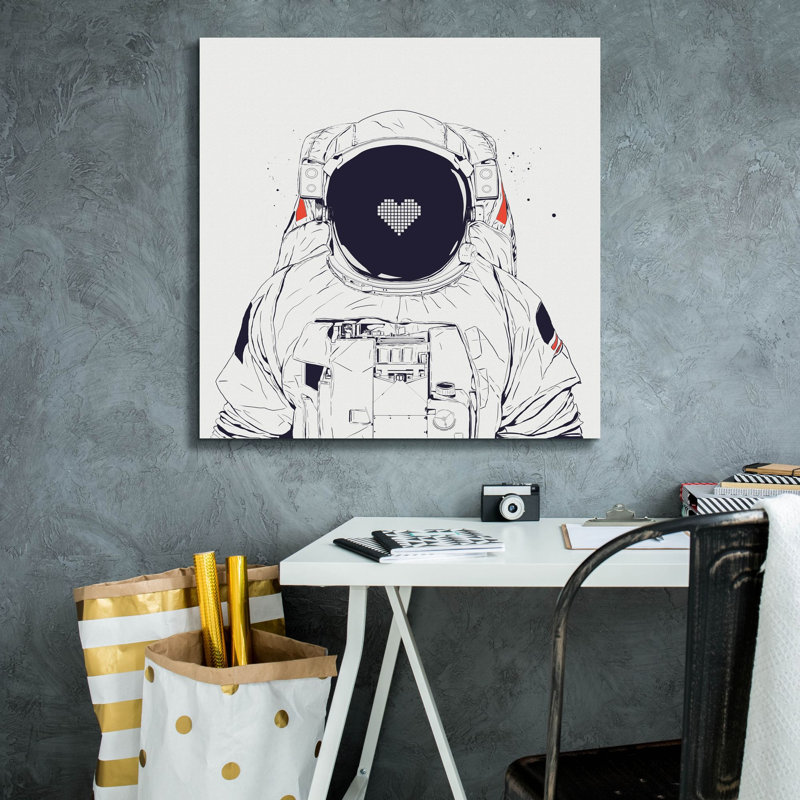 «Astronaut Love» par Balazs Solti, art mural sur toile, H 26 po x l 26 po