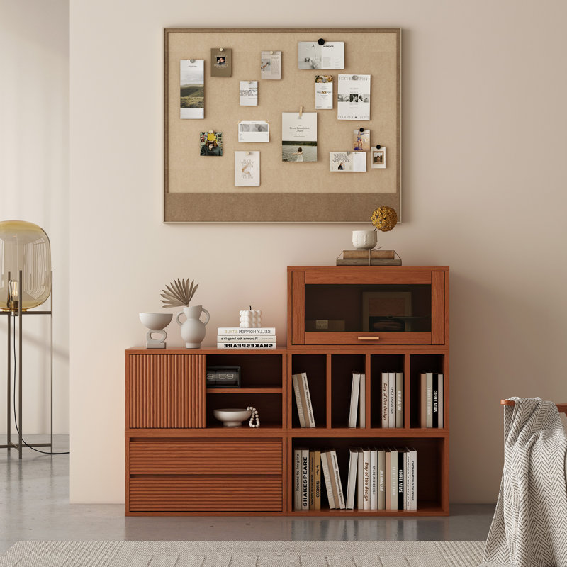 Modern Wooden Bookcase With Storage Cabinet
