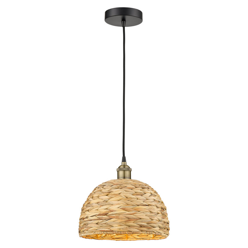 Edison - Alyxandrea - Mini-luminaire suspendu à cordon 1 lumière 12 po, H 10,75 po x l 12 po x P 12 po, Laiton antique noir