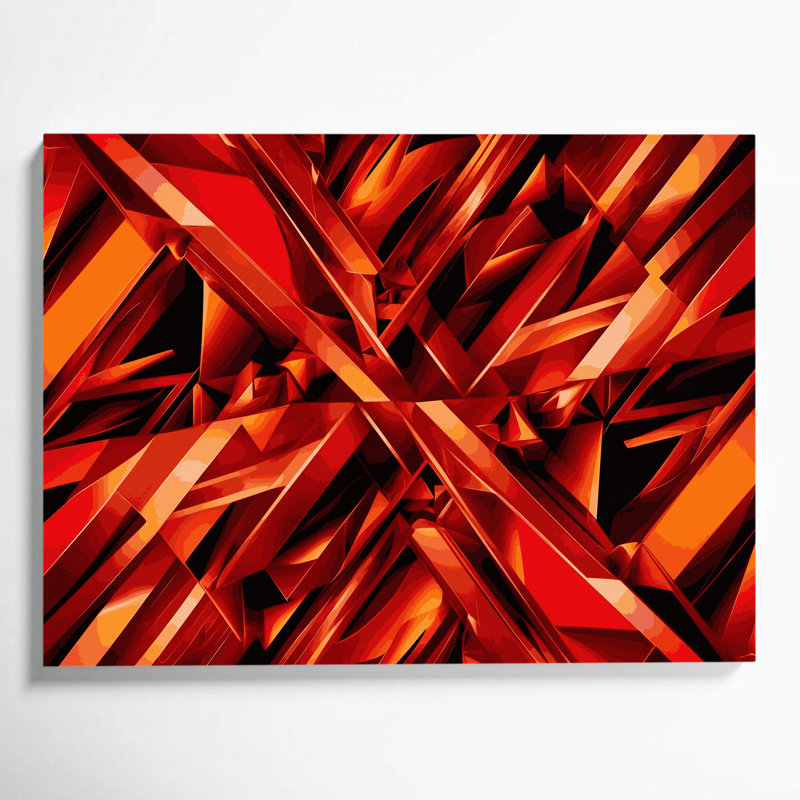 «Geometric Abstraction 66», art mural sur toile rouge, H 11 po x l 14 po