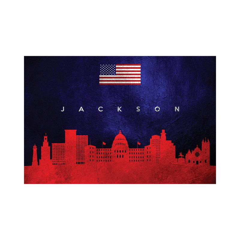 Jackson Mississippi Skyline by Adrian Baldovino - Wrapped Canvas Print, 20.32 cm H x 30.48 cm W