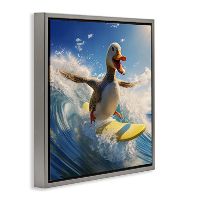 Happy Surfing Duck Canvas Wall Art by Jim Baldwin