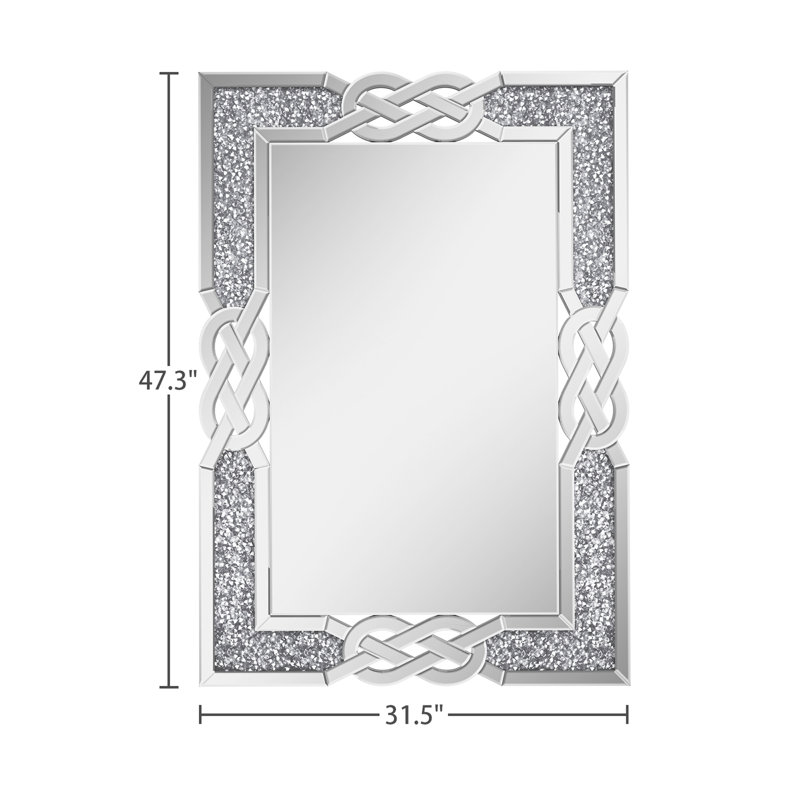 Glass Framed Rectangle Wall Mirror Decorative Accent Mirror Bathroom Vanity Mirror Silver