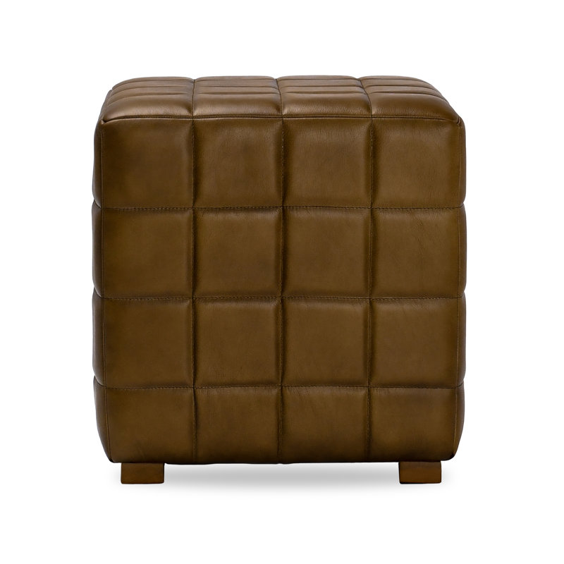 Carlo Square Leather Ottoman, Camel