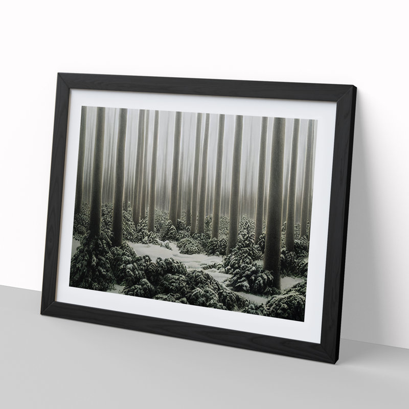 Adorable Winter Forest - Single Picture Frame Painting, Black Framed, 46cm H x 64cm W x 2cm D