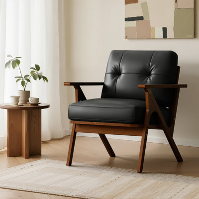 Mid Century Modern Faux Leather Accent Chair