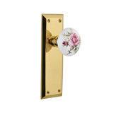 New York Plate with White Rose Porcelain Door Knob