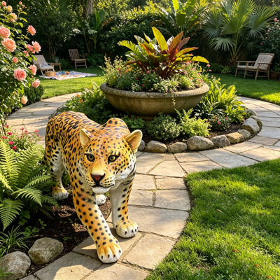 Sculpture de guépard en résine réaliste, sculpture de jardin