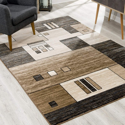 Tapis beige / noir / brun