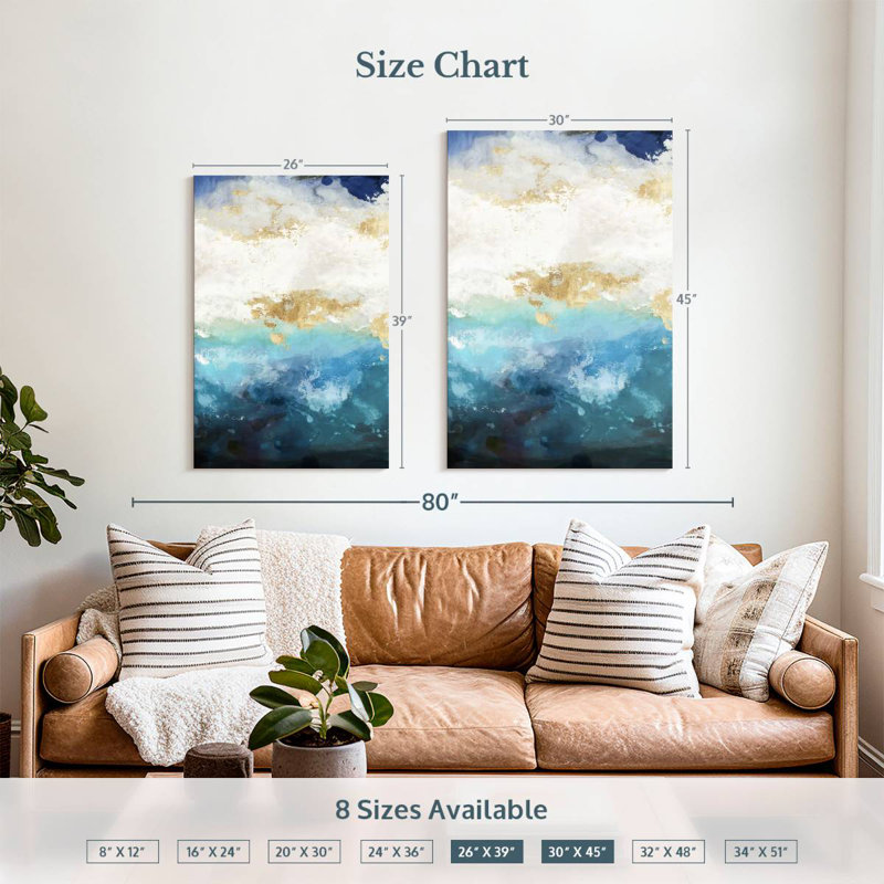 Avery eau paysage abstrait, H 39 po x l 26 po