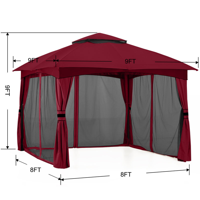Pavillon de jardin en acier de qualité supérieure avec moustiquaire MASTERCANOPY, Bourgogne, 9 pi x 9 pi