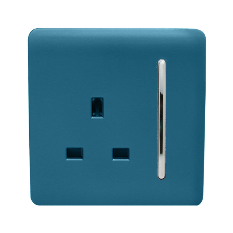 Trendi Switch 1 Gang 13 Amp Switched Plug Socket, Ocean Blue