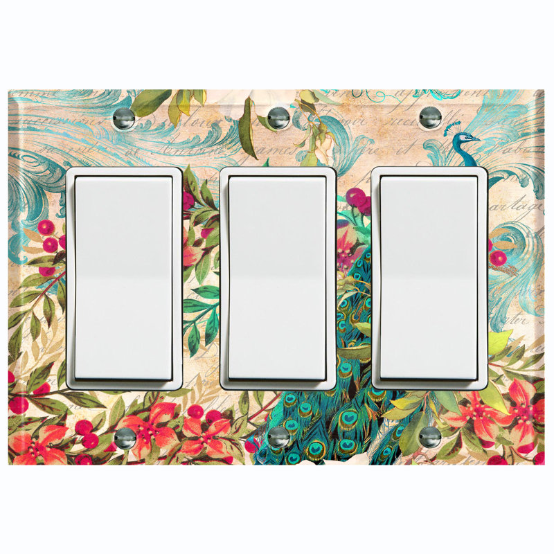 Patterned 3 - Gang Toggle Light Switch Standard Wall Plate