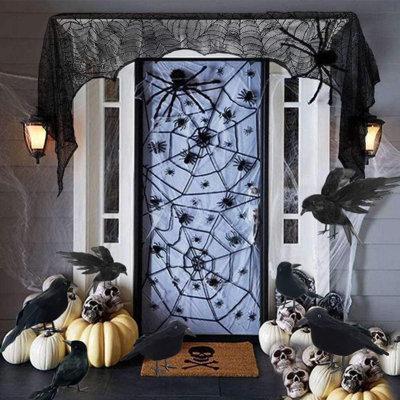 12 pièces d'Halloween avec des corneilles à plumes noires et 2 pièces de nids d'oiseaux