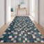 Tapis Clover2 moderne à motif mosaïque mouchetée abstraite bleu sarcelle et blanc, lavable en machine, antidérapant, à poils courts, pour l'intérieur et l'extérieur, adapté aux animaux domestiques, idéal pour le salon, la chambre, la salle à manger, l'entrée, le couloir ou le bureau.-263311556