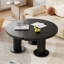 Table basse ronde Assembly 39,4 po à assemblage facile en forme de pétale, table de centre de style crème avec 3 pieds épais, table de bout minimaliste irrégulière-224727940