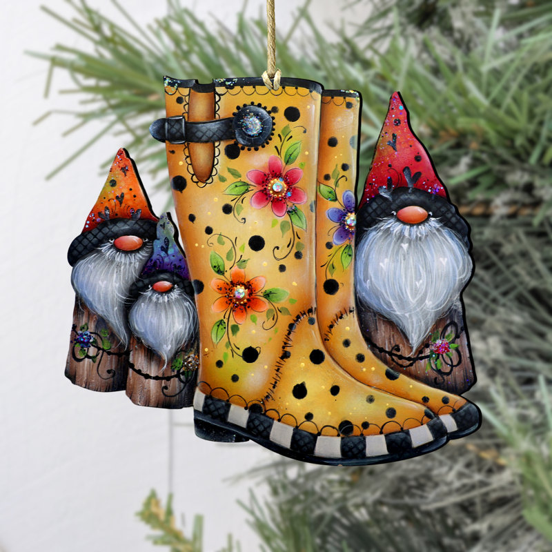 Ornement en bois Hello Fall Bottes par J. Mills-Price