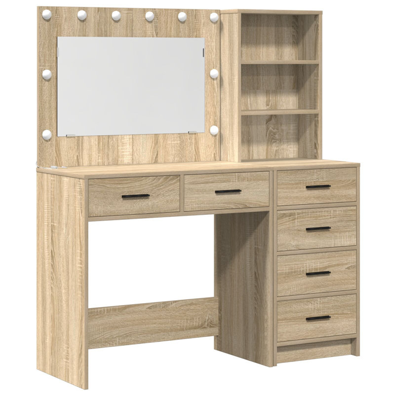 Set Of 2 Engineered Wood Standard Mirror, Sonoma Oak