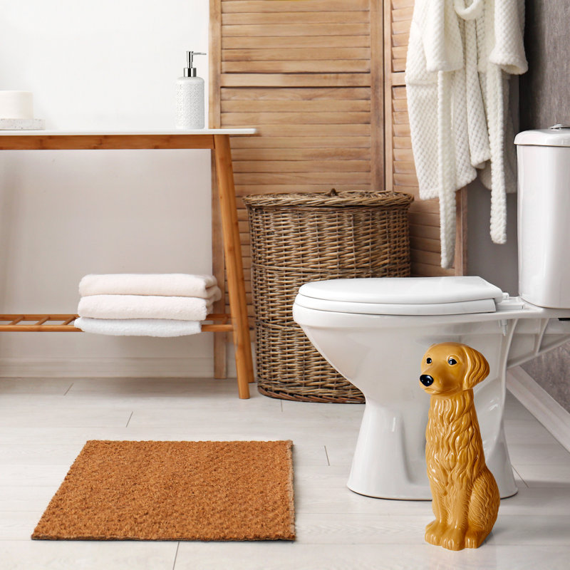 Golden Retriever Ceramic Toilet Brush Holder with Plastic Brush