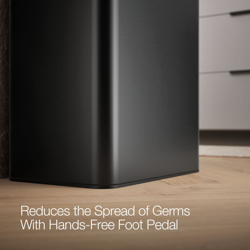 13-Gallon Touchless Stainless Steel Trash Can, Black Stainless