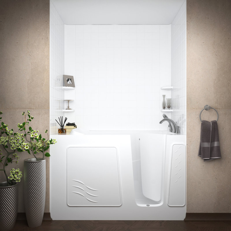 Tucson 60'' x 30'' Fiberglass Bathtub with Faucet, Right, White