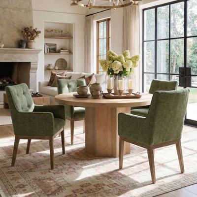 19.5" Seat Height Upholstered Fabric Tweed Dining Armchair