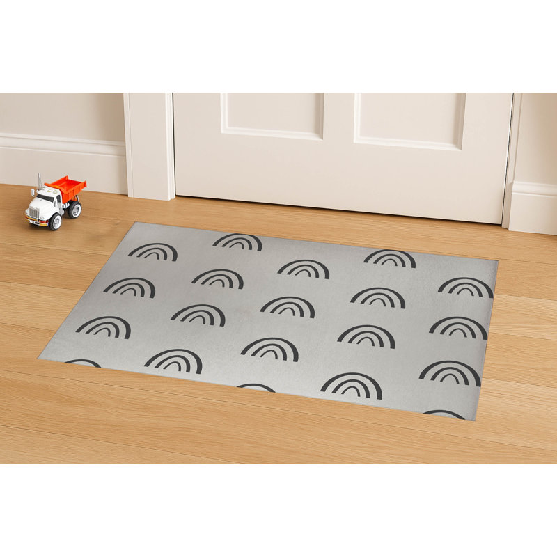 Paillasson d'intérieur Plain Bows, Ivoire/gris anthracite, L 84 po x L 60 po