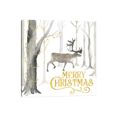 Christmas Forest II Merry Christmas 1 Piece Wrapped Canvas Painting