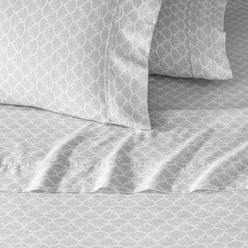 Ensemble de draps anti-froissement en microfibre GAIAM, Dotted Fan Print Gray