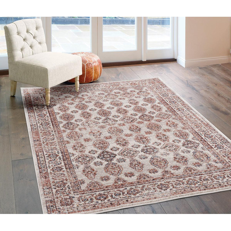 Tapis oriental crème / bourgogne Adagio, Rectangle 8 pi x 10 pi