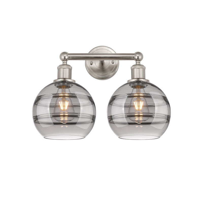 Éclairage pour meuble-lavabo à 2 lumières à intensité variable Bienes, Gris fumée clair, Nickel satiné