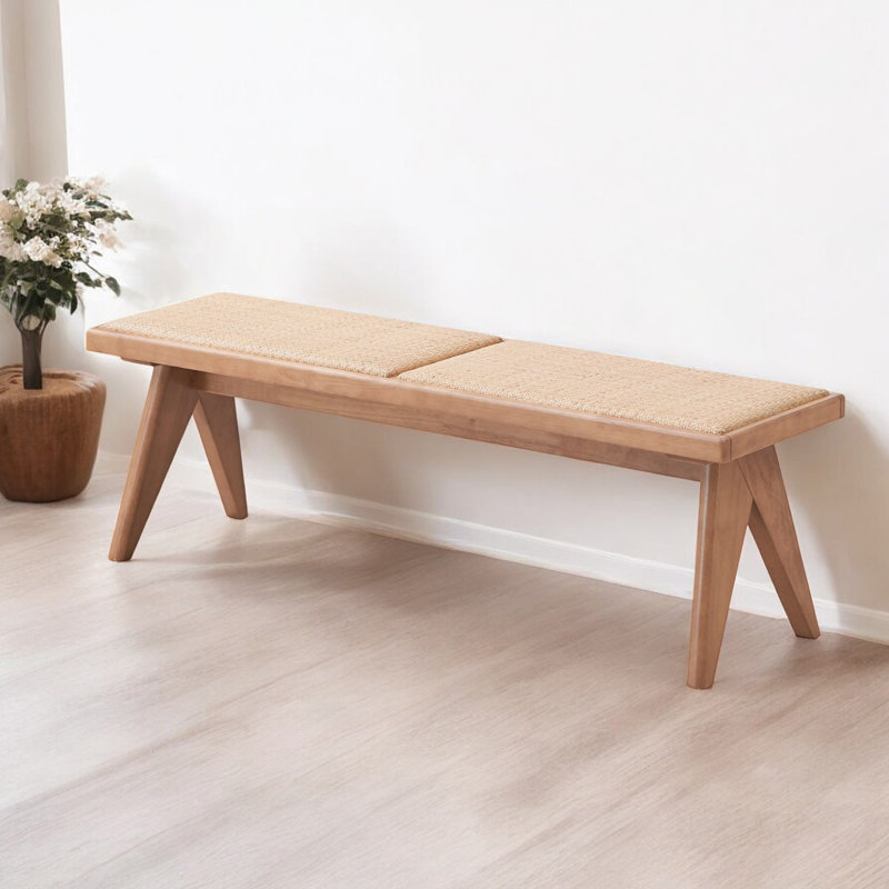 Alinna Bench with Rattan Seat in Natural