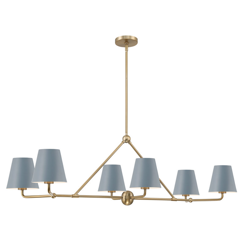 Lustre linéaire moderne à 6 lumières Kinston, Bleu