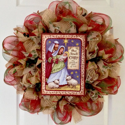 Christmas Religious Wreath One Small Child