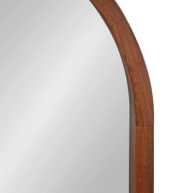 Skyeler Modern Wood Arched Accent Mirror, 48" x 16", Walnut Brown