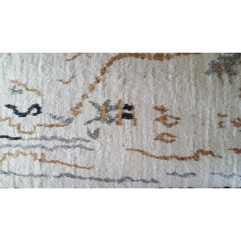 Moroccan Hand-Knotted Wool Cream/Gold Area Rug, Rectangle 8' x 10'