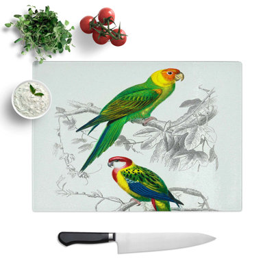 Tempered Glass Parrot Illustrations by Charles D' Orbigny Chopping Board