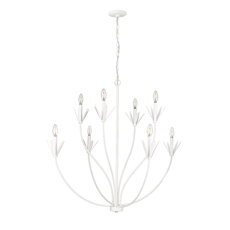 Lustre classique / traditionnel à 8 lumières de 40,5 po de large Primrose, Blanc texturé