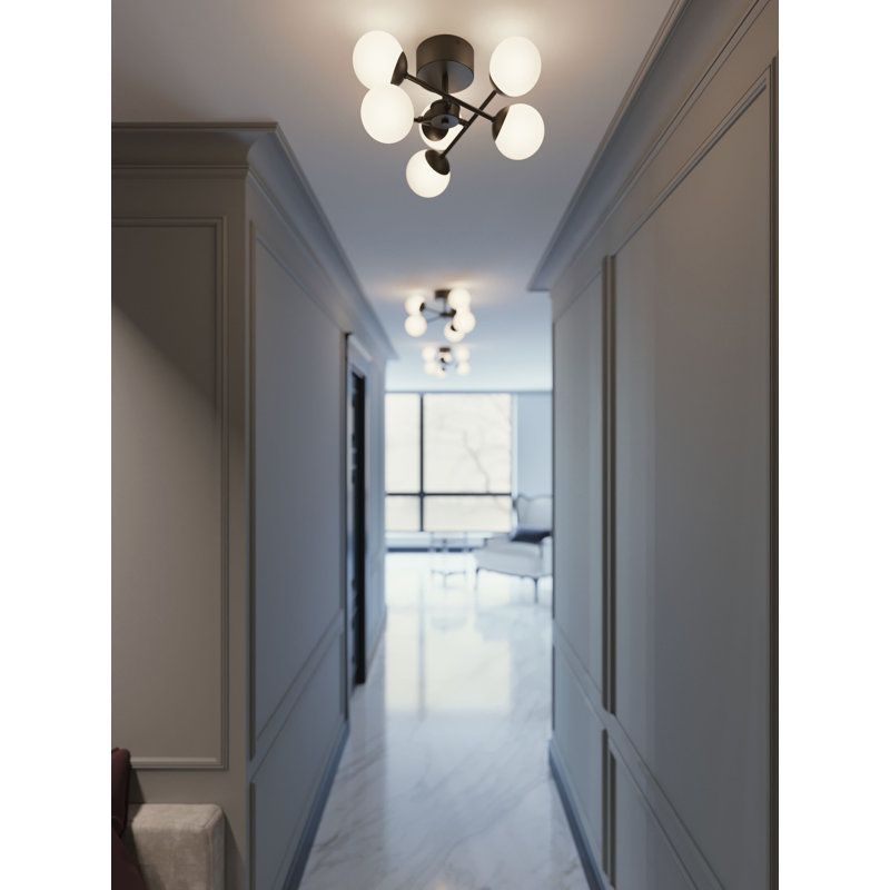 Catalina Glass LED Semi Flush Mount, Black