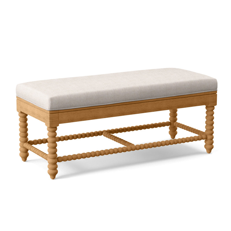 Lind Island Upholstered Bench, Sunbrella Green Stripe; 6204-43, Mineral