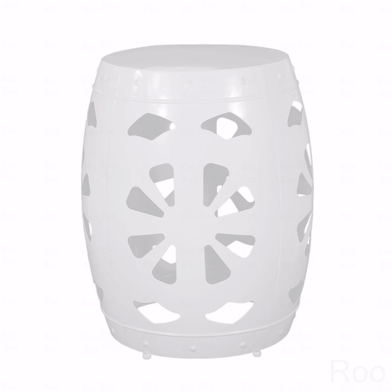 Metal Patio End Table, White