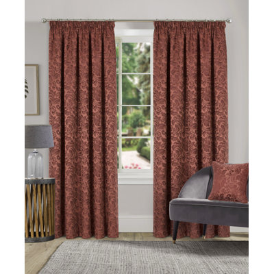 Hallas Pencil Pleat Damask Jacquard Curtains